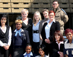 Standing, from left: Madelyn van der Westhuizen (operational manager, JHB Commercial Guarding); Portia Mtshali (Kusela Guarding); Sharon Barkhuizen (HOD Sales); Tamryn Carr (marketing specialist); Charlotte Southwell (HOD Human Resources); Lana O’Neill (communications manager) and Adr&#233; Wagner (reaction officer).
Seated from left: Dikeledi Matlakala (ADT Guarding), Portia Hlakoane (technician); Kerrie Thurtell (HOD Control Room) and Goodness Makopo (technician).